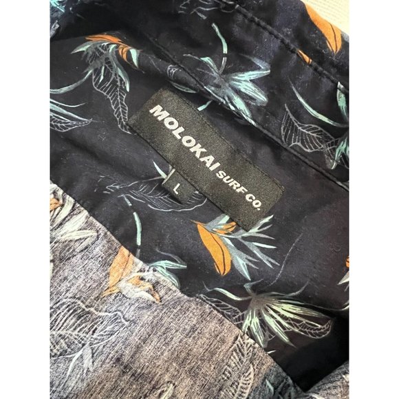 Molokai Surf Co Short Sleeve Button Front Shirt Black Large Hawaiian Tropical - Picture 4 of 8